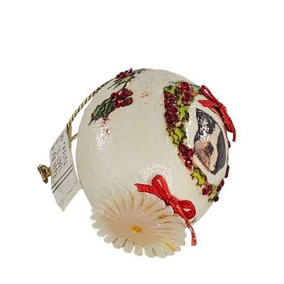 Vintage Handmade Boxer Puppy Dog Real Egg Ornament Mistletoe - Picture 5 of 9